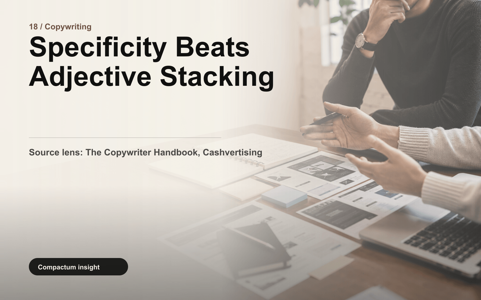 Specificity Beats Adjective Stacking editorial visual