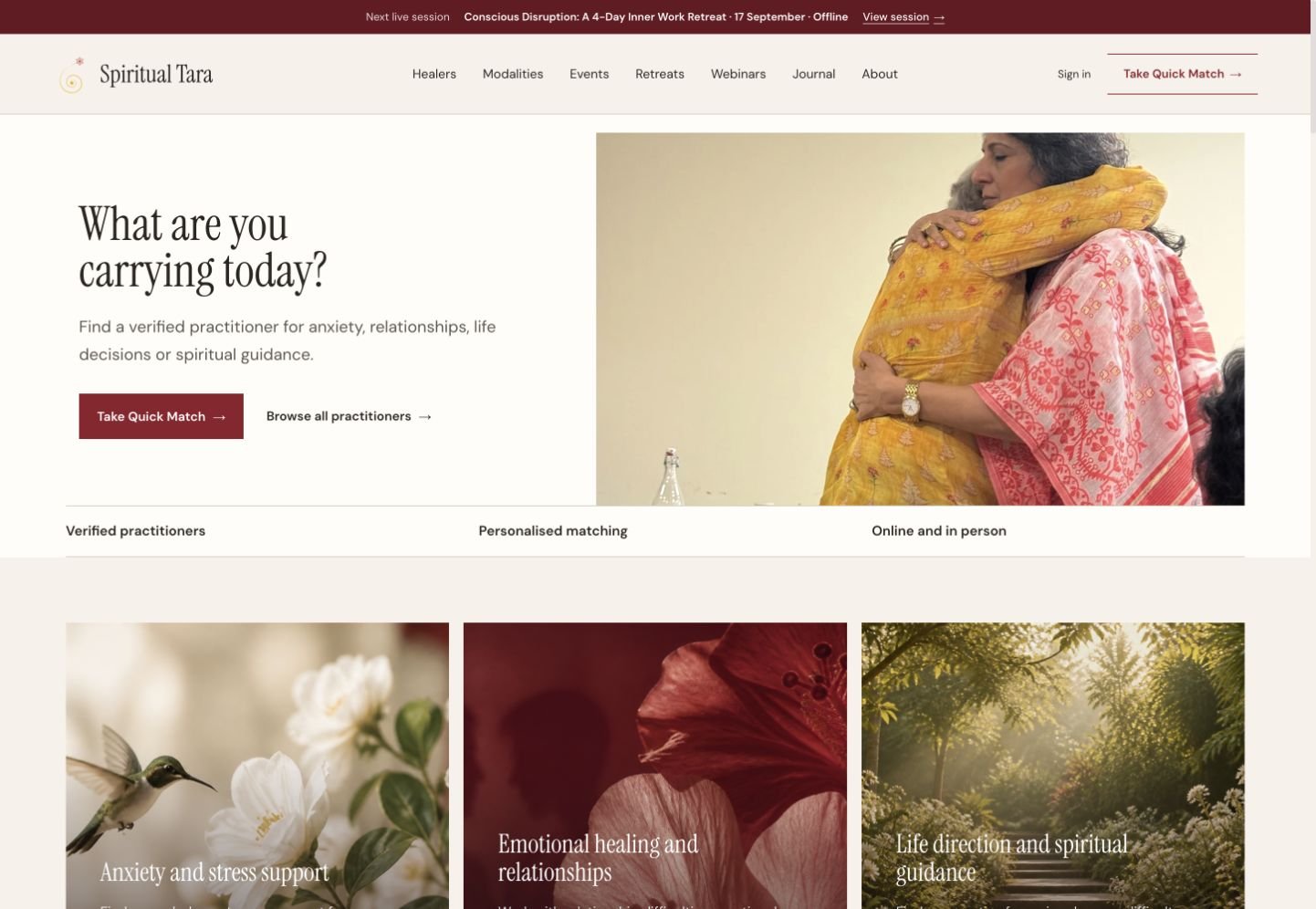 Spiritual Tara platform supported by bookings and customer systems